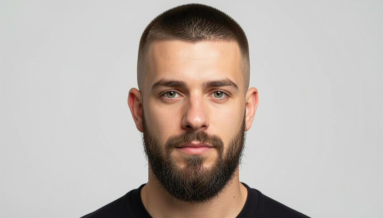 buzz cut with beard
